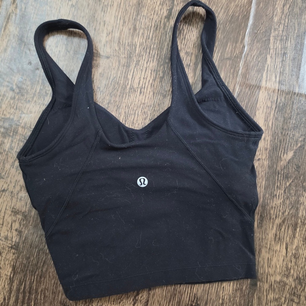 LULULEMON Align Tank Top Womens Size 2 Black Nulu Fabric Cropped Yoga Bra Top